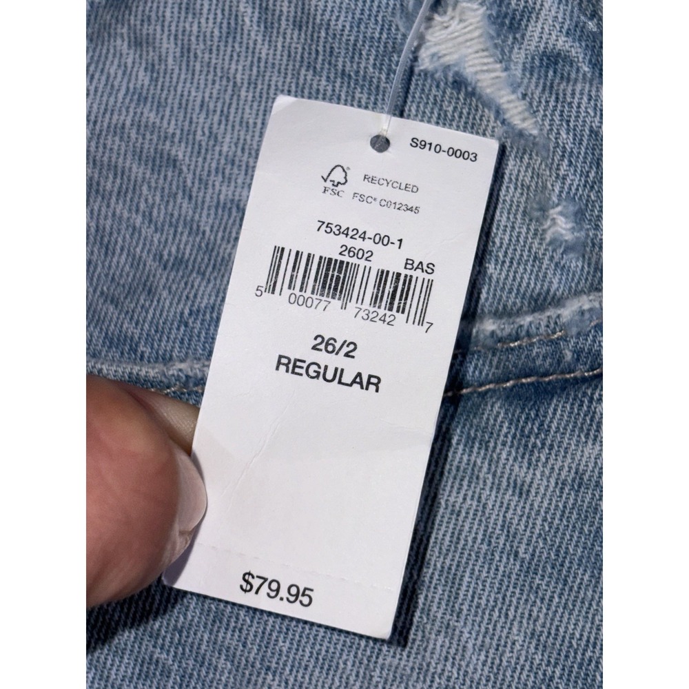 GAP Cheeky Straight High Rise Denim Blue Jeans 26 / 2R NWT Light Wash Distressed - Picture 8 of 14